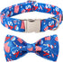 Lionet Paws Patriotic Dog Collar with Bowtie - Soft Comfortable Adjustable American Flag Collar for Dogs (Medium, Neck