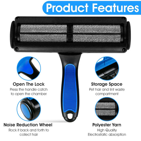 Pet-Pristine Pet Hair Remover Roller and Mini Detailer Combo Pack - Reusable Hair Removal for Couches, Beds, Carpets