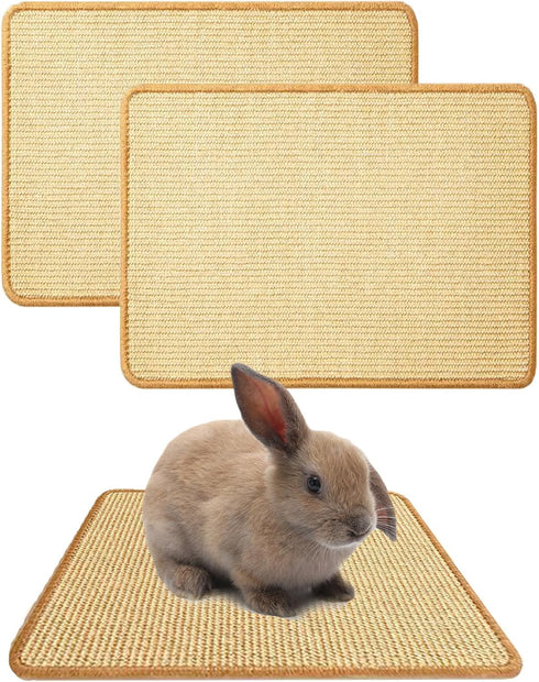 Oncpcare 2PCS Rabbit Scratch Mat Natural Bunny Scratching Pad Claws and Teeth