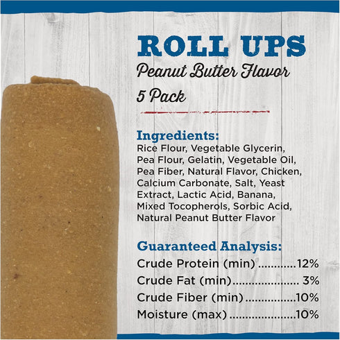 Best Bully Sticks Roll Ups, All-Natural Peanut Butter Flavor Dog Chew, 7 Inch, 4-Pack for Small Breeds