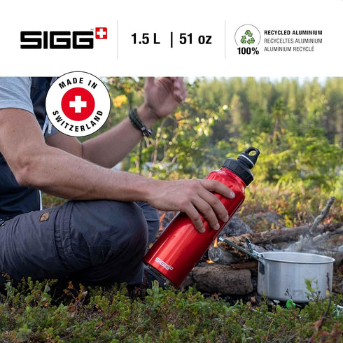 SIGG Reusable Water Bottle - WMB Traveller Red 51 Oz - Lightweight, Leak Proof, BPA-Free