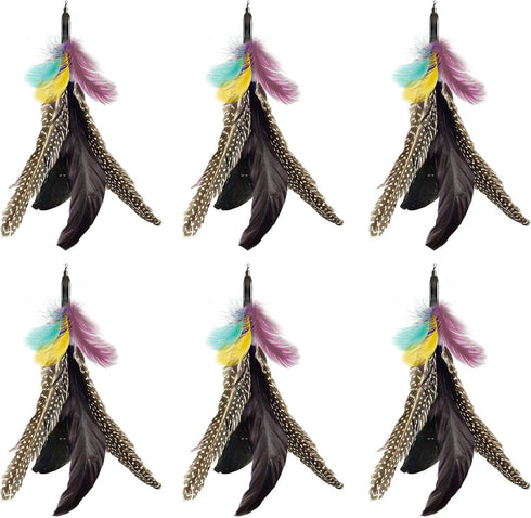 Handmade Natural Feather Cat Toy Dah Bird Refills, Interactive Cat and Kitten Toy, 6 Pack