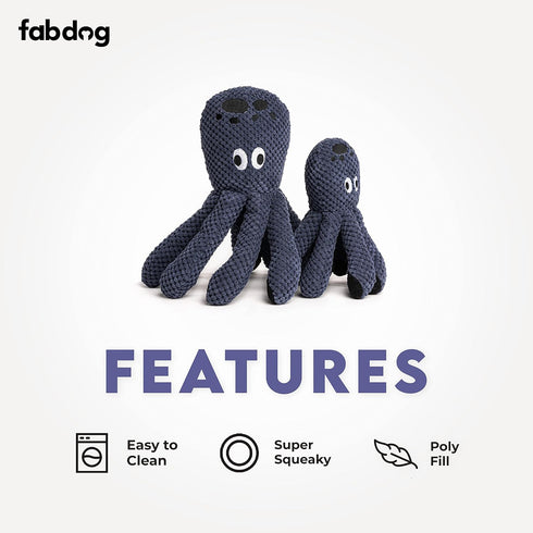 fabdog Floppies Plush Dog Toy, Cute & Durable Squeaky Toy, Best for Puppies & All Breeds, Large Octopus