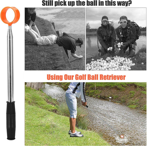 Golf Ball Retriever Telescopic, 12Ft Aluminum Alloy Tool for Water, Easy Grab Ball for Golf Gifts