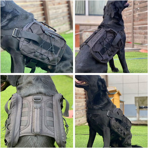 Large Dog Backpack - Outdoor Hound Saddle Bag with Side Pockets for Small Medium Large Dogs, Black M