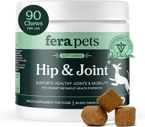 Fera Pets Hip & Joint Supplement for Dogs with Glucosamine, 90 Soft Chews for Healthy Joints