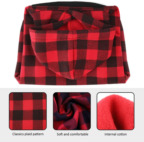 Plaid Dog Hoodie Sweatshirt for Medium Dogs, Cat Puppy Clothes Coat, Warm and Soft (M)