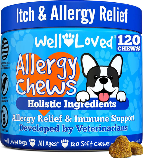 Well Loved Dog Allergy Chews - Dog Allergy Relief, Itching Skin Relief,