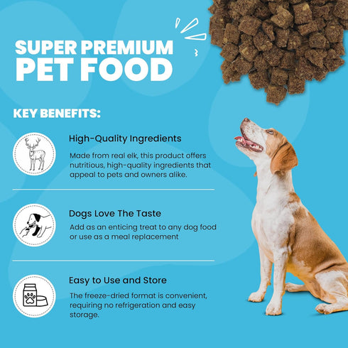 Muenster Freeze Dried Dog Food Topper Bites (16oz) - Farmhaus Elk Freeze Dried Raw Dog Food with Organic Minerals