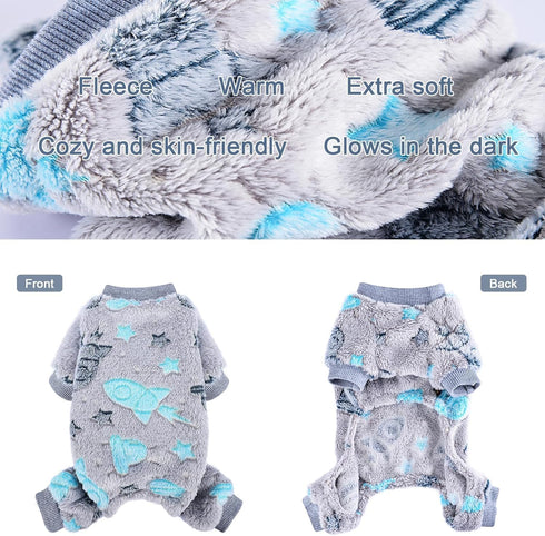 Small Dog Pajamas, Glow in Dark Tie Dye Unicorn Sweater for Tiny Dogs, Super Soft Velvet Material (Blue, X-Small)