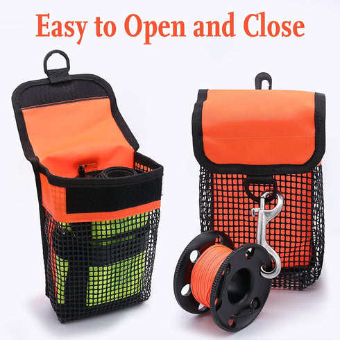 Scuba Diving Gear Bag with Finger Reel/SMB Safety Surface Marker Buoy and Mesh Storage Pocket for Snorkeling Equipment