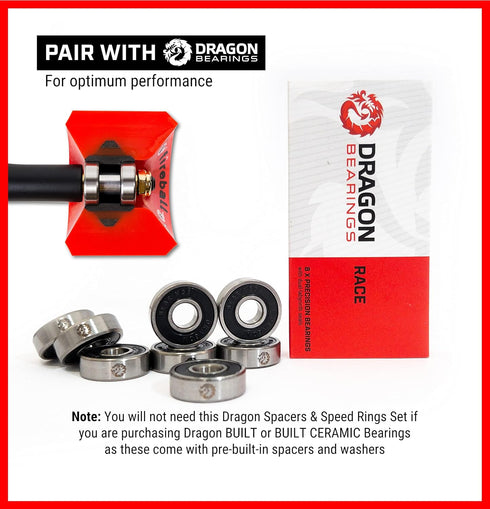 Fireball Dragon Precision Aluminum Spacers and Washers Set for Skateboards and Longboards, 3 Pack with 24 Rings, 12