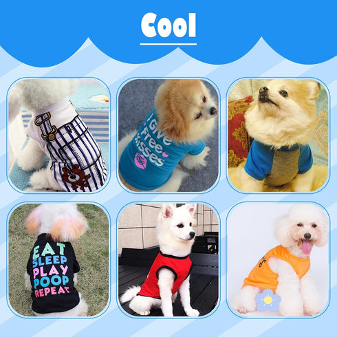 6 Pack Dog Clothes for Small Dogs, Soft and Breathable Puppy Kitten Shirts with Letters, Summer T-Shirts Apparel