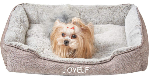 JOYELF Washable Dog Bed, Cute Fluffy Cat Bed for Small Dog, Puppy, Kitten - Small Rectangle Sofa