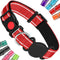 Dog Collar for Medium Large Breeds with 360° Waterproof Airtag Holder, Soft Reflective Nylon, Red