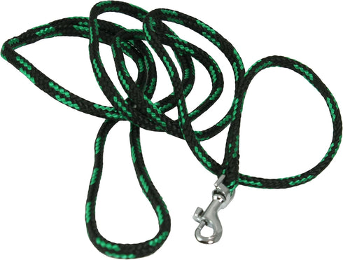Dogs My Love 6ft Long Braided Rope Dog Leash Green with Black, 6 Sizes (XXSmall: 6ft Long; 0.15" Diam)