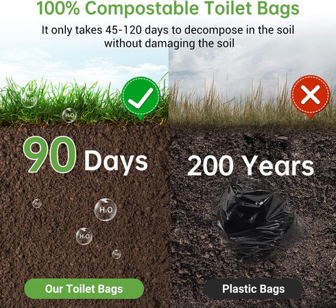 Winmoom 50 8 1.3 portable toilet bags for camping, Gallon Mil Thickened Compostable Toilet Replacement Bags