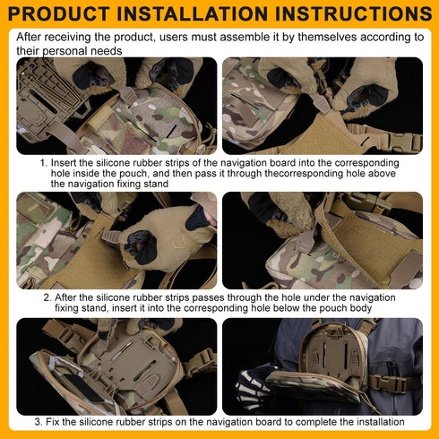 Pack Tactical Phone Chest Mount with Chest Vest Rig Bag Molle Foldable Navigation Universal Phone Holder Board