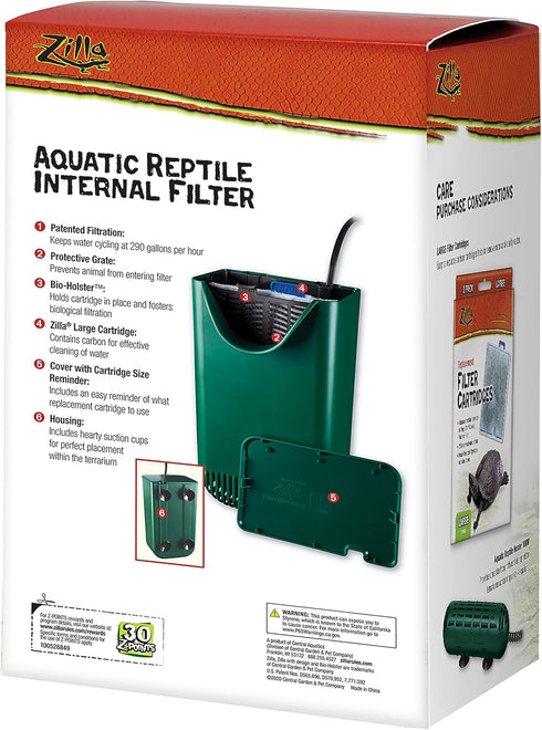 Zilla Aquatic Pet Reptile Internal Water Filter for Up to 40 Gallons