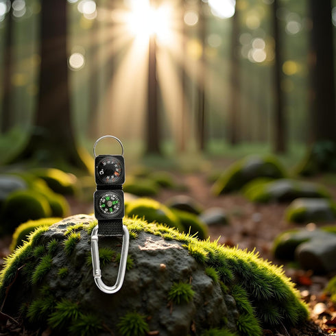 Tnyvm Black Carabiner Key Chain Compass Thermometer Metal Camping Outdoor Gadgets Hiking Survival to Multifunctional