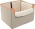 Collapsible Pet Booster Car Seat Box with Plush Fleece Cover, Foldable Carseat for Small Dogs Under 20 lbs, Khaki