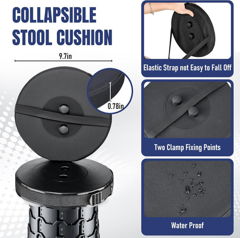 2026 Upgraded Collapsible Stool with Cushion, Portable Folding Stool for Adults Heavy Duty, Camping Stools for Outdoor