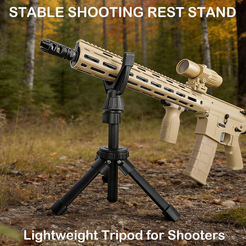 360 Portable Shooting Tripod with Rotating & Removable V Yoke - Adjustable Height Rifle Rest Stand for Hunting, Target