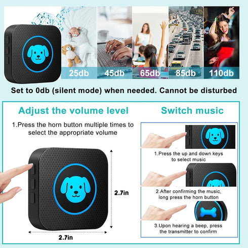 Yoiilifee Training,1000 IP65 60 (2 Dog Doorbell to Go Outside, Smart Wireless Doggie Doorbell for Potty Feet Long Range