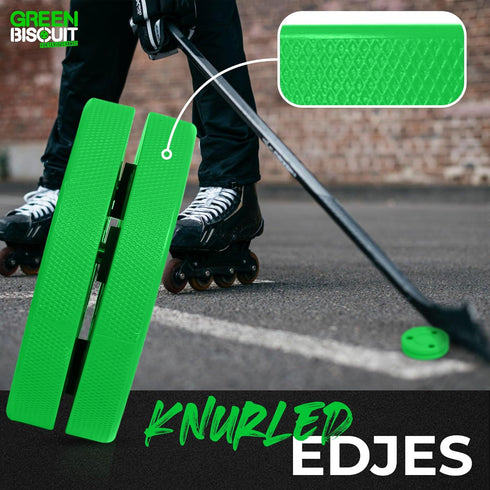 Green Biscuit Hockey Pucks 2 Pack, Green and Pink Passer Street Pucks with Free GB Sticker