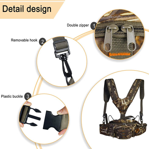 UNISTRENGH Hunting Camo Fanny Pack with Harness, Waist Pack Pouch for Hiking
