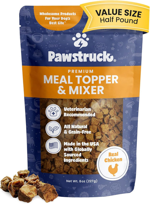 Pawstruck Vet Recommended Air Dried Dog Food Toppers - Real Chicken, Made in USA - 8 oz Premium All Natural Meal Mix-in