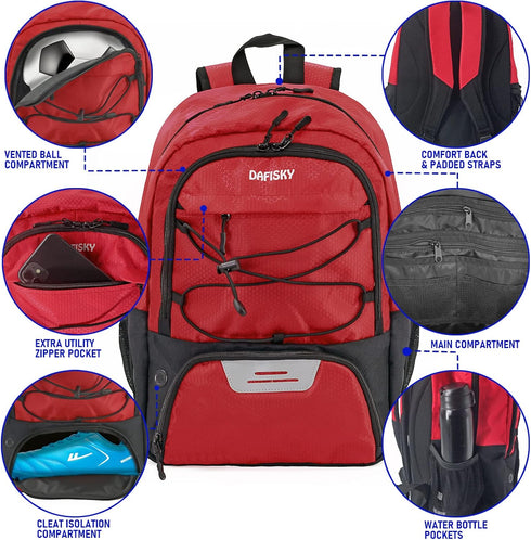 Youth Soccer Backpack - Sport Equipment Bag with Shoes and Ball Compartment for Football, Volleyball, Basketball