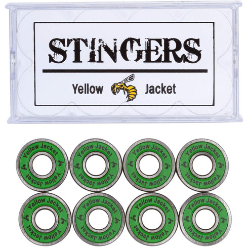 Jungle Green Yellow Jacket Premium Skateboard Bearings, Pro Longboard Bearings, 608, ABEC 11 (Pack of 8)