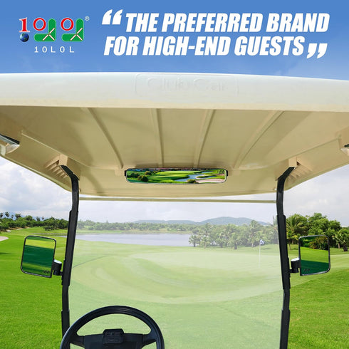 Universal Golf Cart Rear View Mirror Kit, Wide Convex and Folding Side View Mirrors for Club Car, EZGO