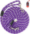 Long Rope Dog Leash for Training 12FT 20FT 30FT 50FT, Reflective Threads Tie-Out Check Cord for All Dogs (Purple,