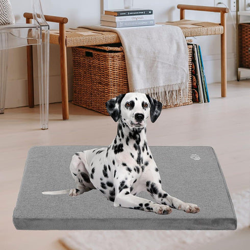 EMPSIGN Stylish Dog Bed Mat, Reversible Dog Crate Pad with Waterproof Linings, Removable Machine Washable Cover, Grey,