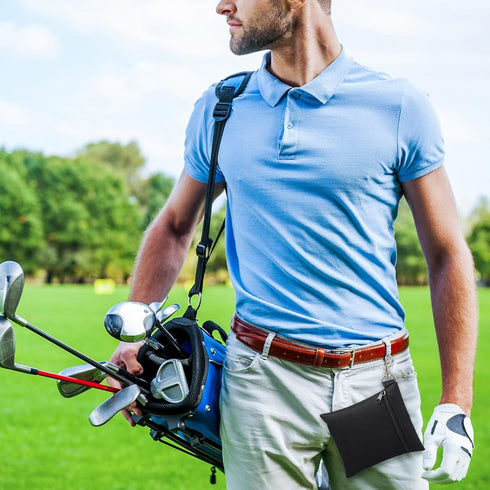 Shappy 3 Pcs Golf Tee Bag, Zipper Golf Ball Clip Pouch Utility Holder with Metal Lobster Claw Clip for Golf Accessories