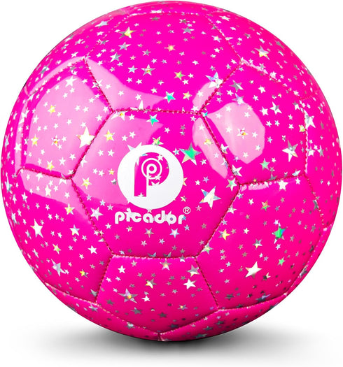Soccer Ball Size 4, Glitter Shiny Stars for Kids Girls Boys, Gift for Outdoors Sports Training (Hot Pink)