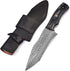 Handmade Damascus hunting Knife for Camping Outdoor l 11 Inches Damascus steel Fixed Blade with Black Pakkawood handle Bushcraft Knife with Sheath by Knife Stack