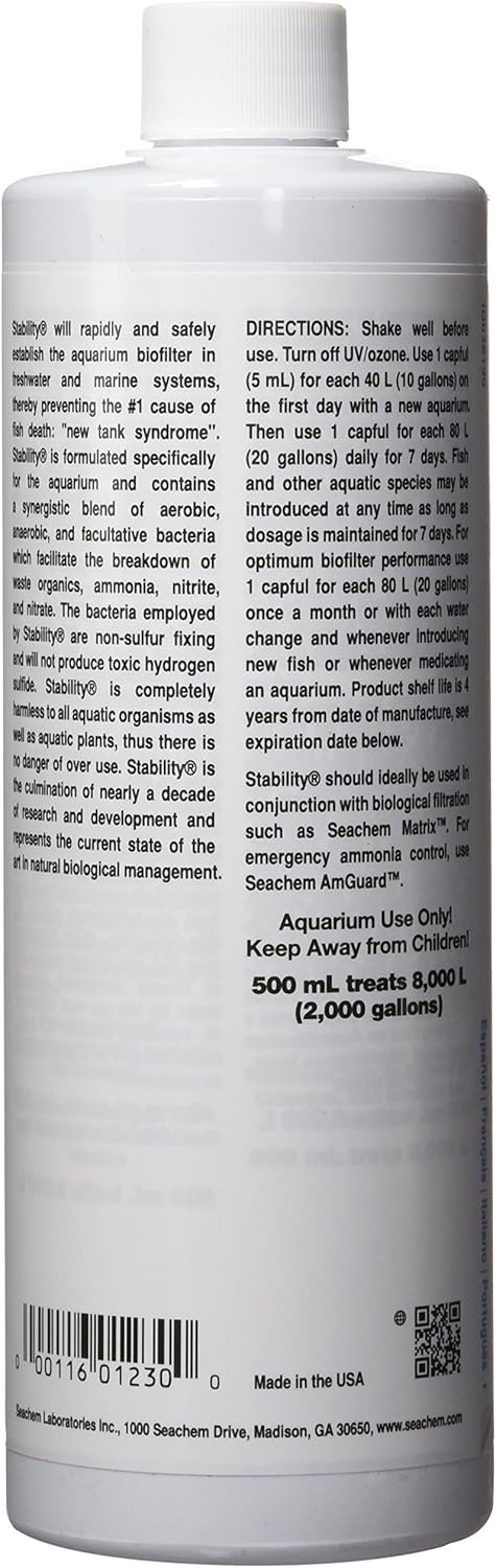 Seachem Stability Fish Tank Stabilizer - 16.9 Fl Oz for Freshwater and Marine Aquariums