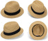Straw Fedora Sun Hats for Women & Men, Summer Short Brim Roll Up Trilby Hat, Packable Panama Jazz Hat