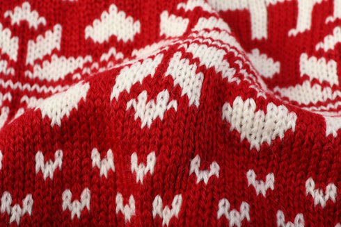 Red Christmas Dog Sweater, Reindeer Holiday Festive Outfit for Dogs, Medium M Size 13" Back Length