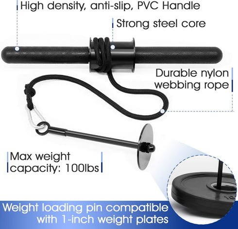 Yes4All Wrist and Forearm Blaster - Wrist Roller & Forearm Roller for Training, Fits 1-inch Standard & 2-inch Olympic