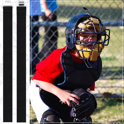 Shappy 13 Inch Replacement Straps for Baseball Catchers Gear, Youth Leg Guard Straps in Black Silver