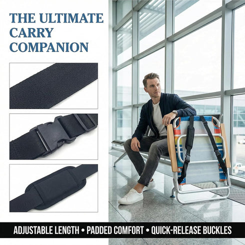 KuuDack Backpack Backpacking Beach Chair Straps Heavy Duty Adjustable Shoulder Carry Strap for Folding Chairs, Camping