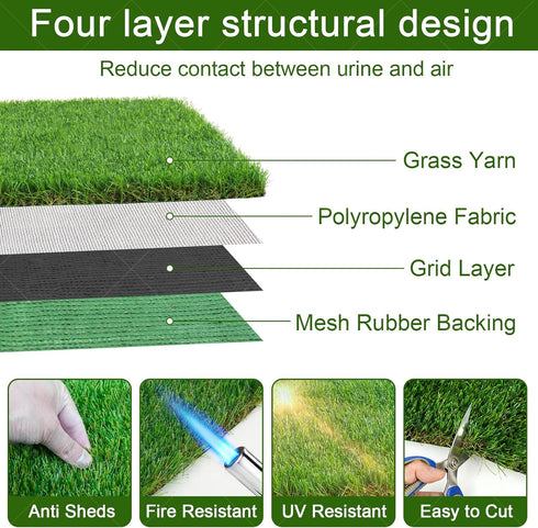THREE ORANGES 2-Pack 23x23 inch Washable Artificial Grass Pads for Dogs, Reusable Turf Mats, Realistic Grass for Indoor