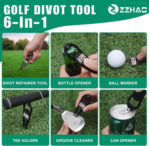 ZZHAO Golf Divot Tool and Golf Ball Marker, Divot Repair ToolGolf Accessories for Men, Funny Gifts for Men, Tools