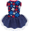 4th of July Holiday American Starshine Mesh Costume Skirt for Small Dogs, Independence Day Dog Dress Outfit