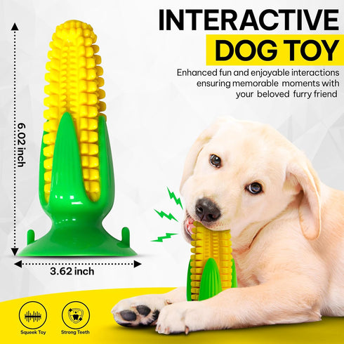 Dog Chew Toys for Aggressive Chewers – Interactive Squeaky Corn Toys for Small Medium Large Breeds, Teething, Grind