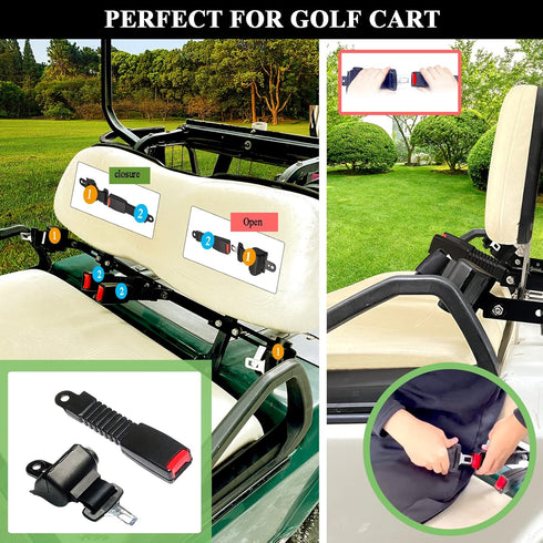 AIWEILUCK 42" Golf Cart Retractable Seat Belts with Belt Bracket Kit for Yamaha Club Car DS Precedent EZGO TXT RXV